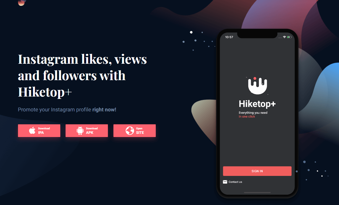 Hiketop+ apps for free IG followers