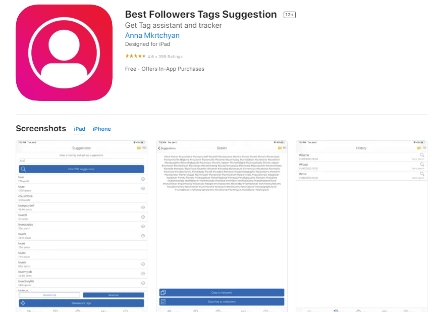 best followers tags suggestion app
